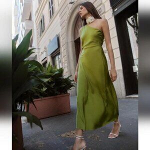 ZARA SATIN EFFECT ASYMMETRIC DRESS